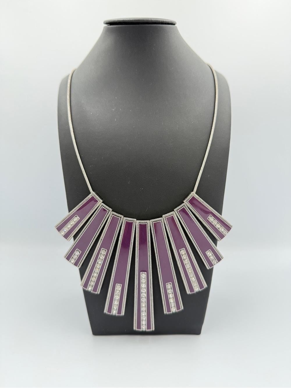 Purple Fan Bar Statement Necklace - Women Jewelry